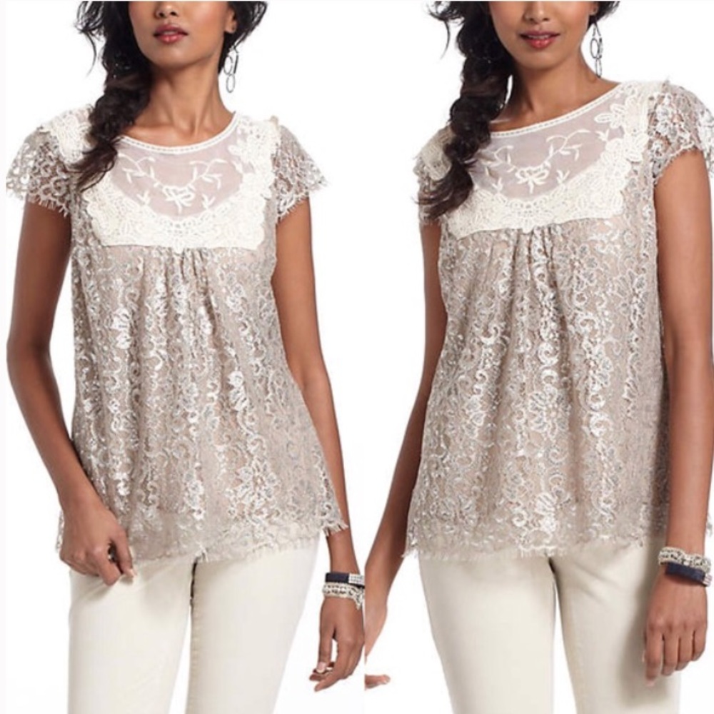 HD Paris Metallic Lace Top